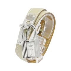 Hermes Nude Leather and Stainless Steel Double Tour Kelly Watch