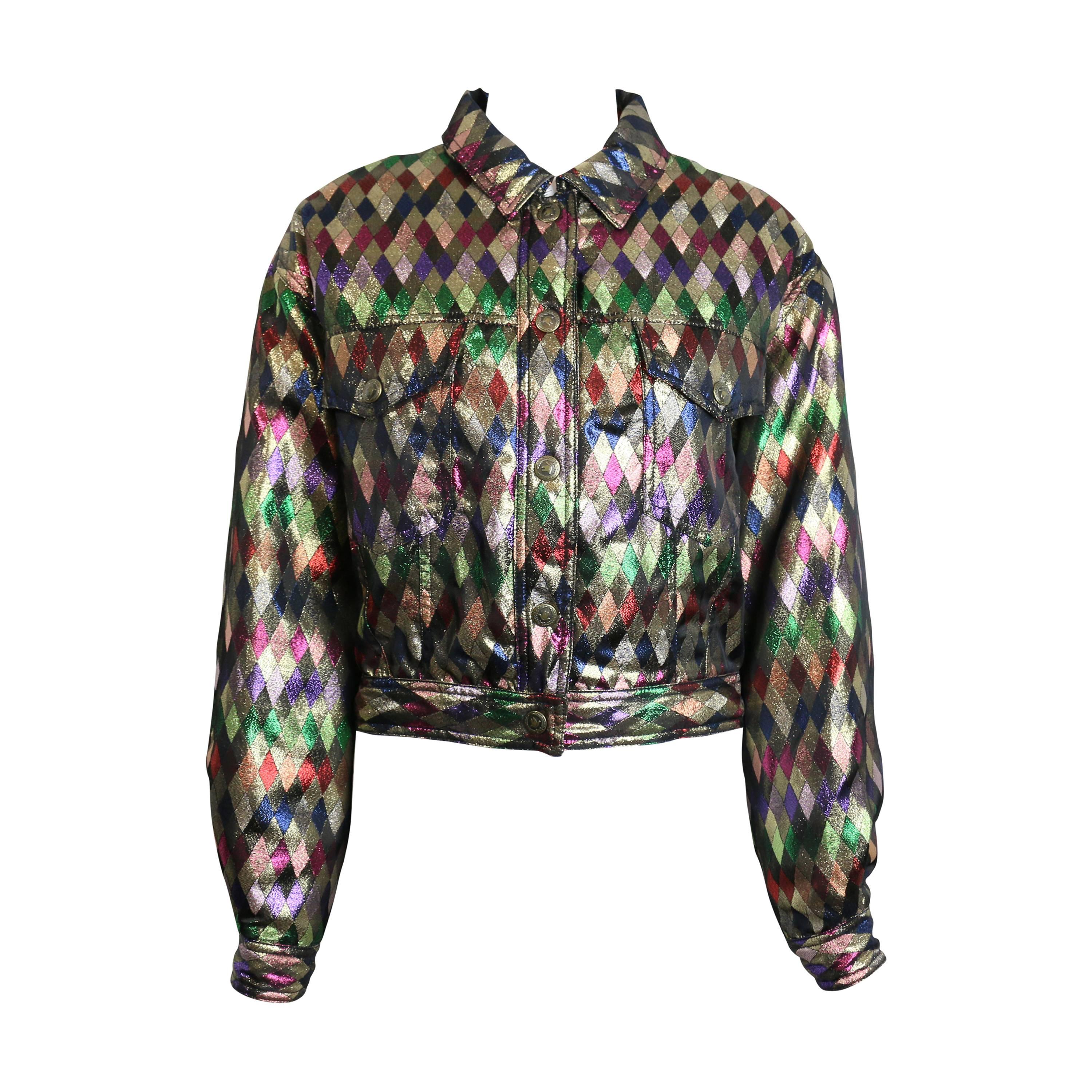 Moschino Jeans Colour Blocked Metallic And Sequinned Jacket 
