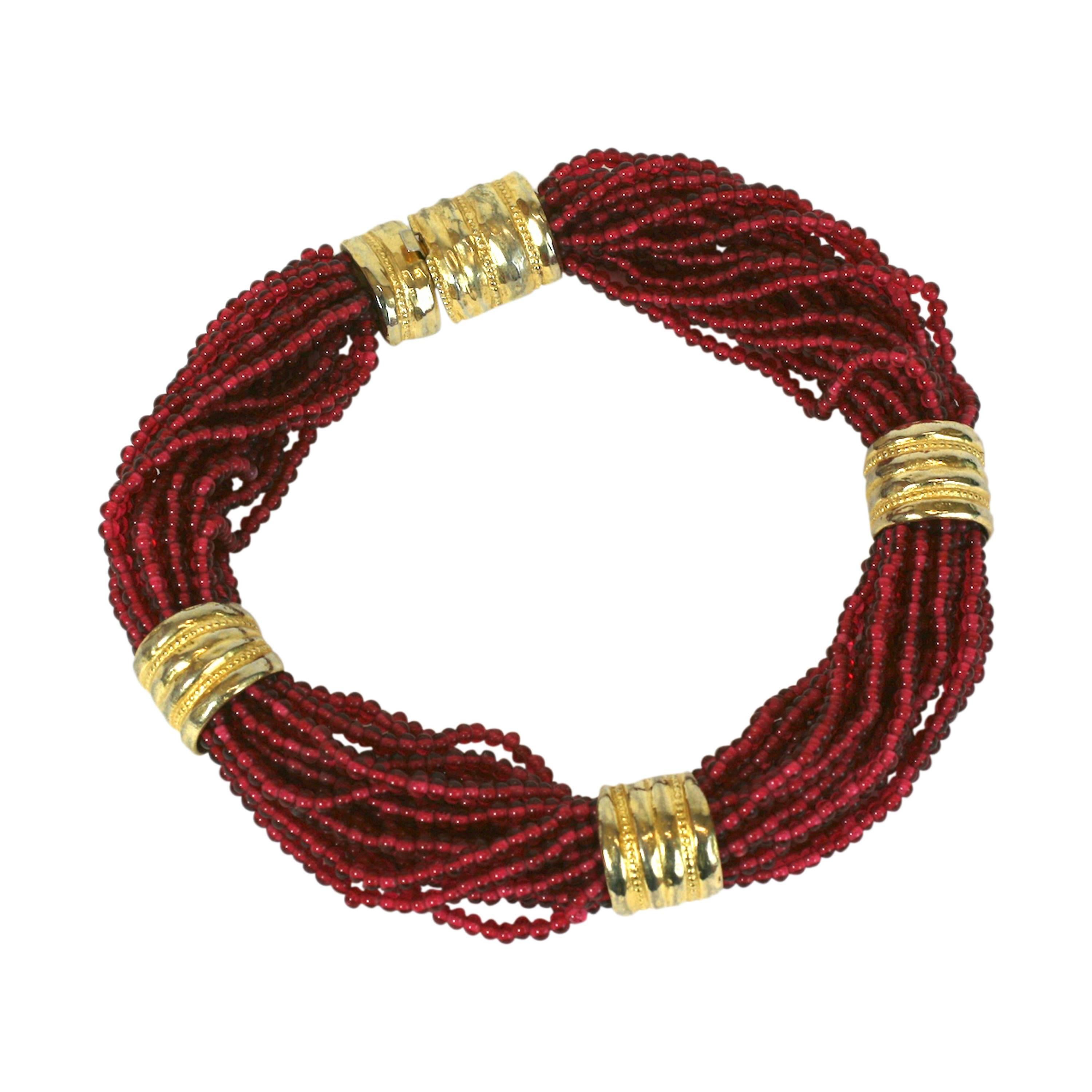 Bold Ruby Bead Torsade Necklace For Sale