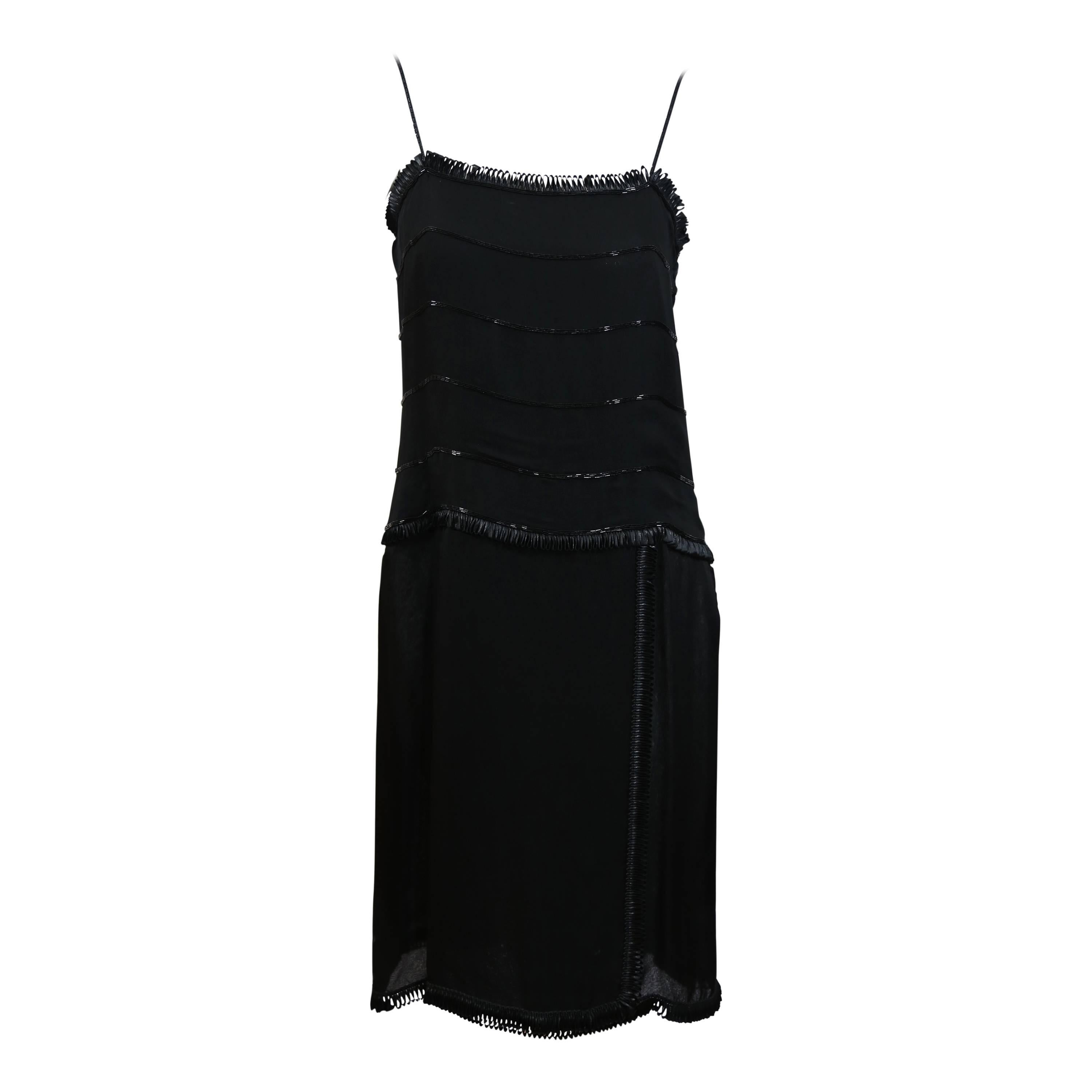 Chanel Black Sheer Dress With Beaded Trim and Shrug For Sale at 1stDibs