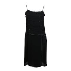 Chanel Black Sheer Dress With Beaded Trim and Shrug 5