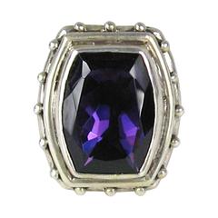1990s Stephen DWECK Sterling silver Faceted Amethyst Ring Never worn 3