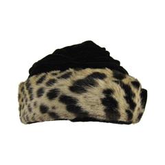 Vintage 1960s Leopard Print Fur Velvet Hat 11