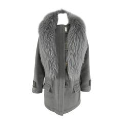 Jason Wu Greyish Purple Wool and Fur Trim Runway Coat