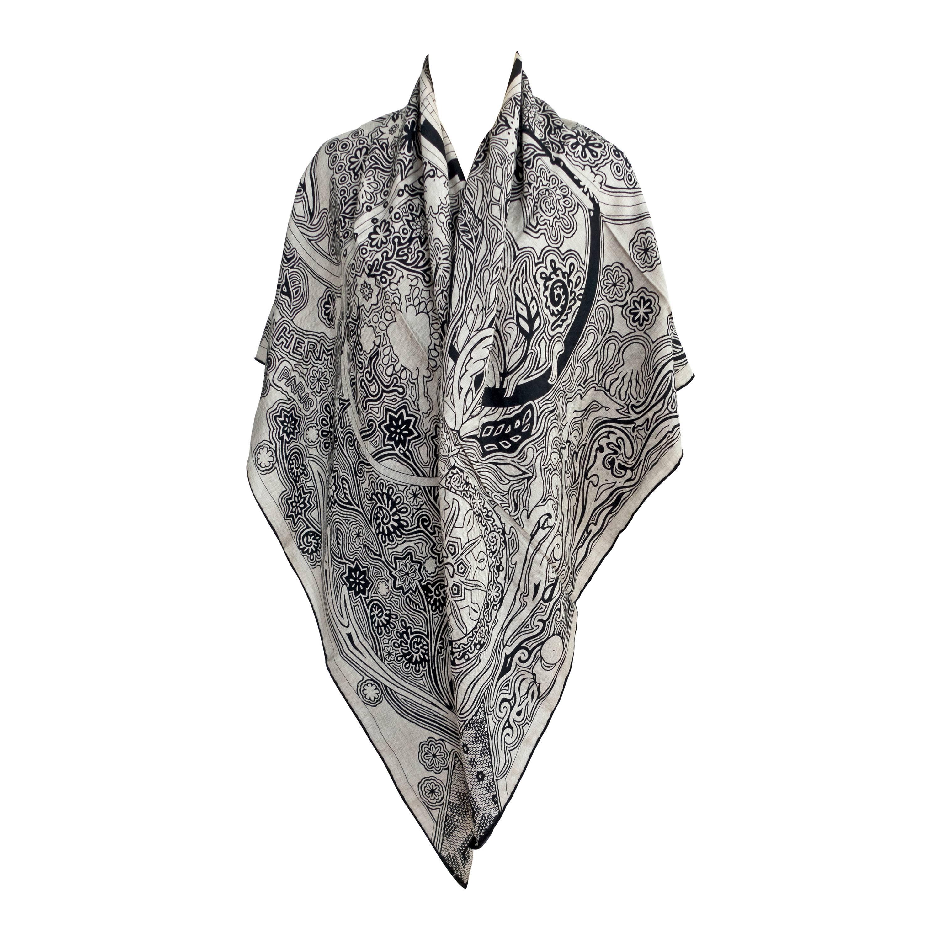 Hermes L
Arbre du Vent Cashmere Silk Shawl Scarf Unisex GM 140cm Amaze