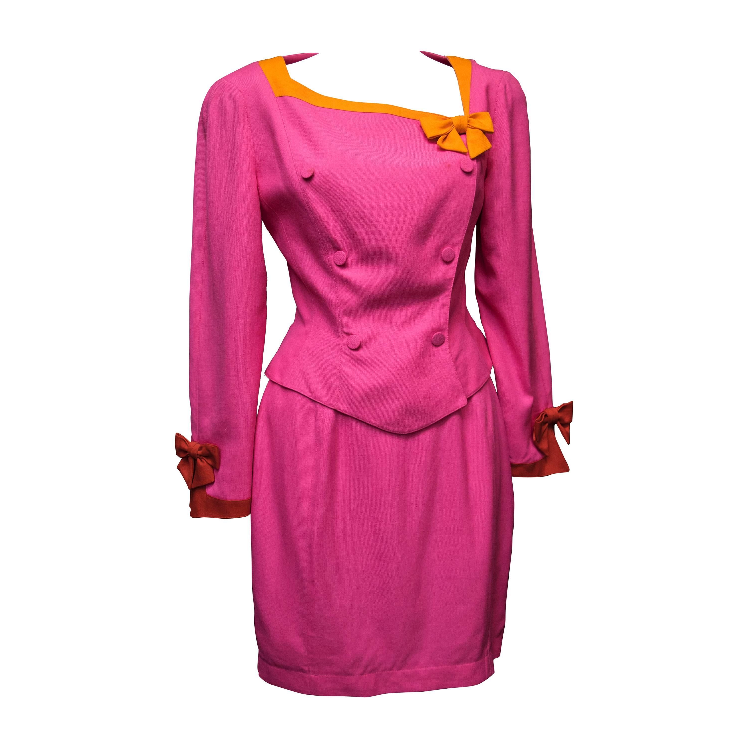 1980s Thierry Mugler Two Piece Pink Suit