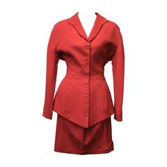 1980s Thierry Mugler Two Piece Red Suit 7