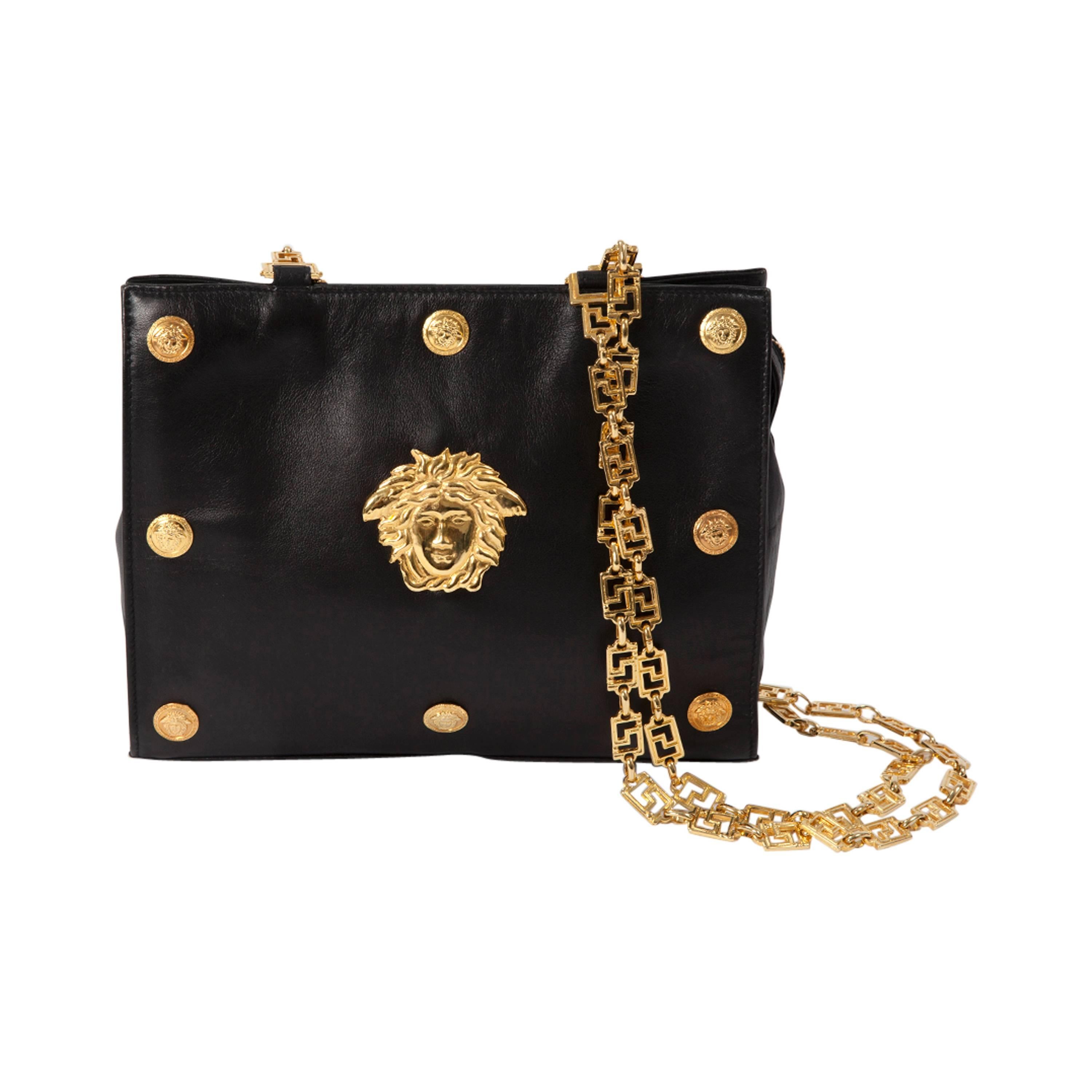 Gianni Versace Couture Medusa Leder Umhängetasche