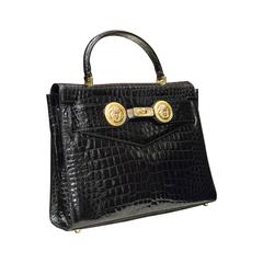 1980s Gianni Versace Embossed Crocodile Handbag