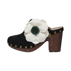 Chanel black suede wooden platform clogs, size 38, c. 2010 3
