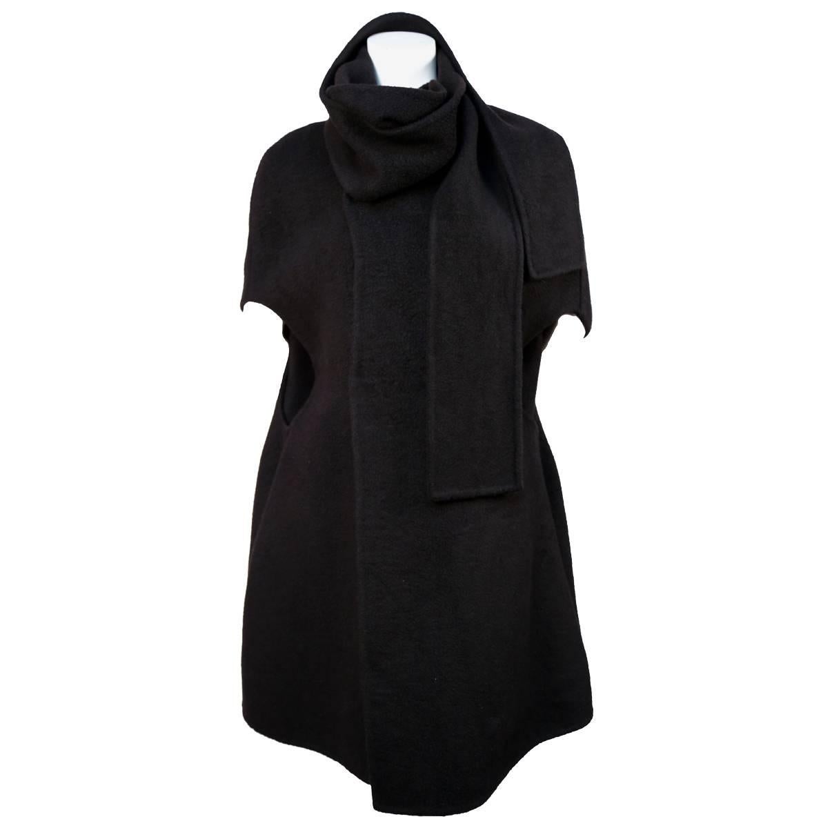 Rick Owens black cashmere cape coat