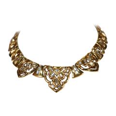 YVES SAINT LAURENT by Robert Goossens gilt metal & faceted crystal necklace 12
