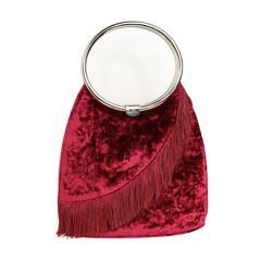 Christian Dior Rote Samtfransen-Henkeltasche