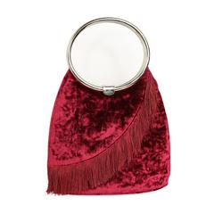 Christian Dior Red Velvet Fringe Handle Bag 