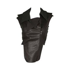 Chanel Black Leather Bib Vest sz 34