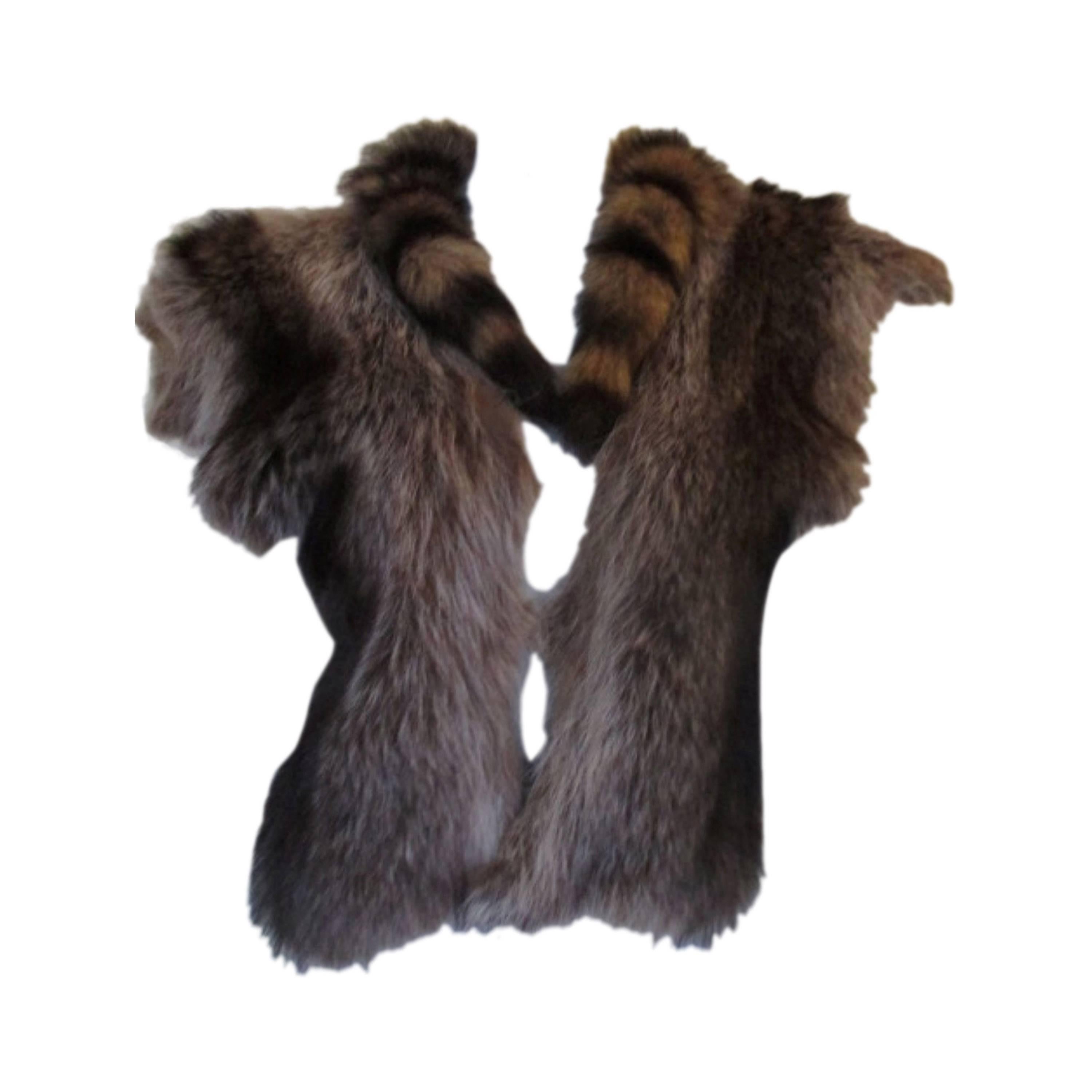 Funky raccoon fur vest For Sale