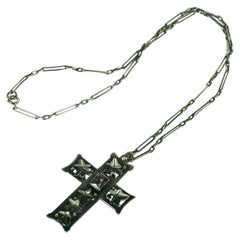 Sterling Arts and Crafts Amythest Cross, Stavre Gregor Panis