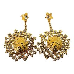 Versus by Versace Lion Head Rhinestone Earrings