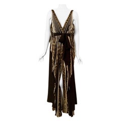Roberto Cavalli Black, White Striped Print Silk Chiffon Dress or Caftan