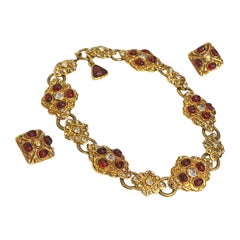 Maison Gripoix for Chanel choker necklace and earrings, c. 1980s