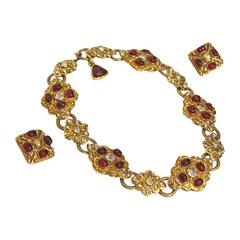 Maison Gripoix for Chanel choker necklace and earrings, c. 1980s 5