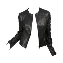 Givenchy Black Leather Crystal Studded Jacket