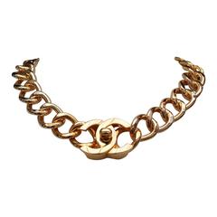 1995 Chanel Short Gilt Chain Necklace