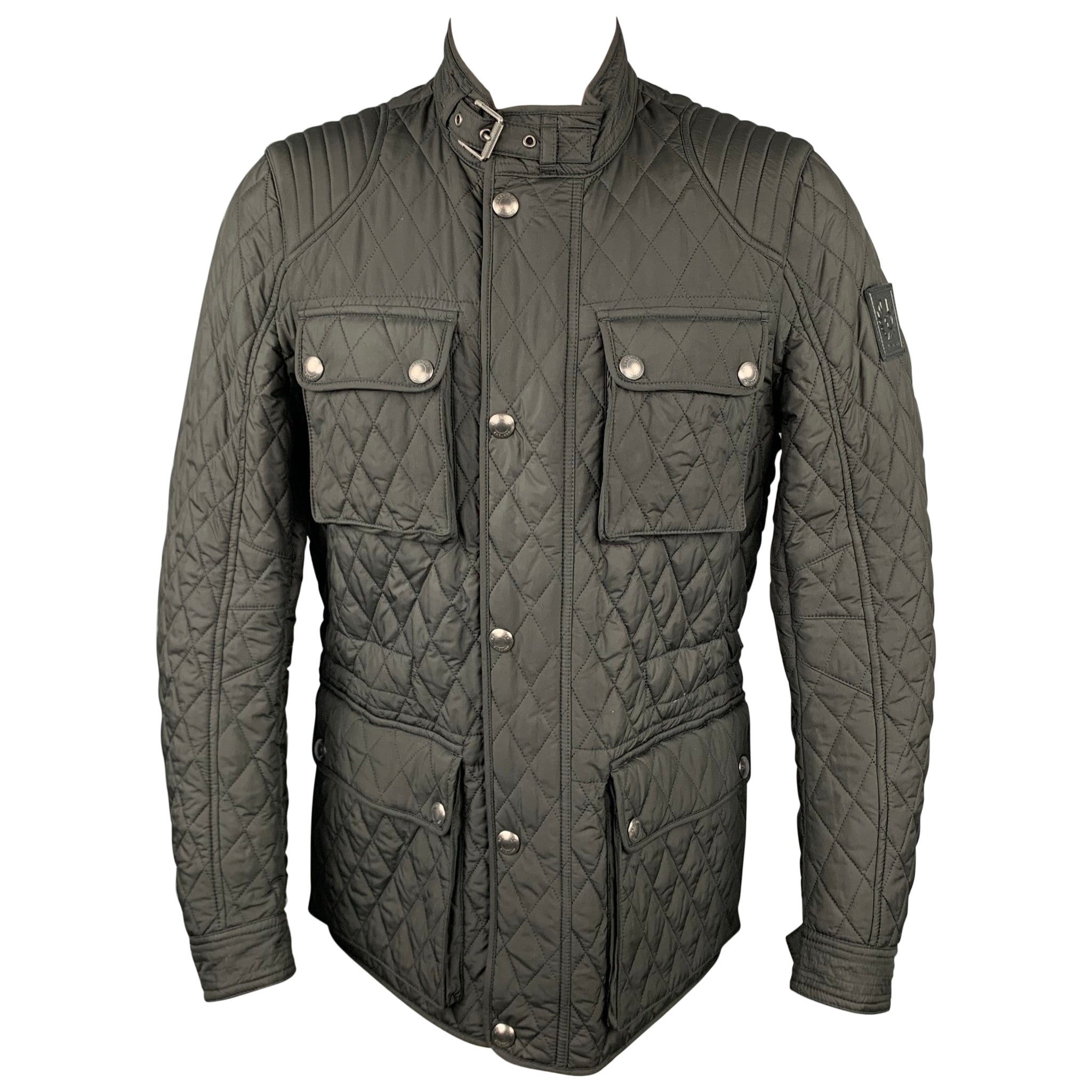 BELSTAFF 44 Black Nylon Biker Jacket at 1stDibs