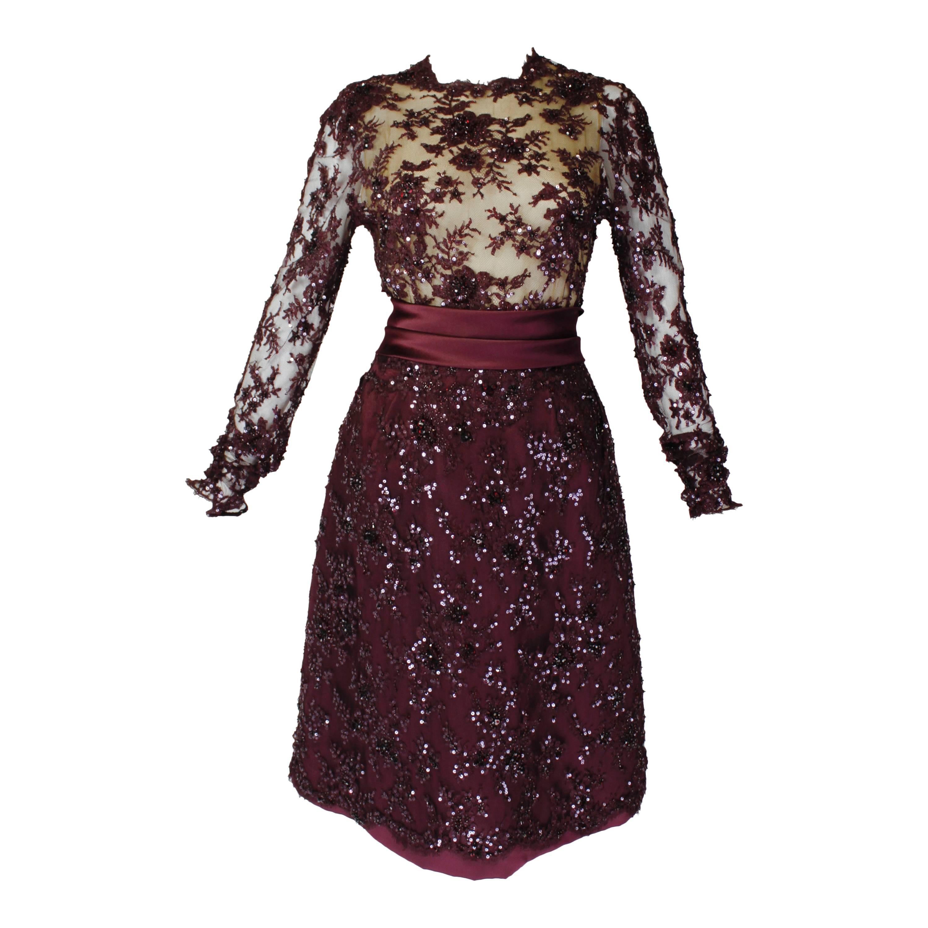 John Anthony Ruby Floral Lace Cocktail Dress with Rhinestone Details For Sale