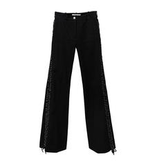 Incredible Chloe Black Leather Lace Up Flared Leg Bell Bottom Pants