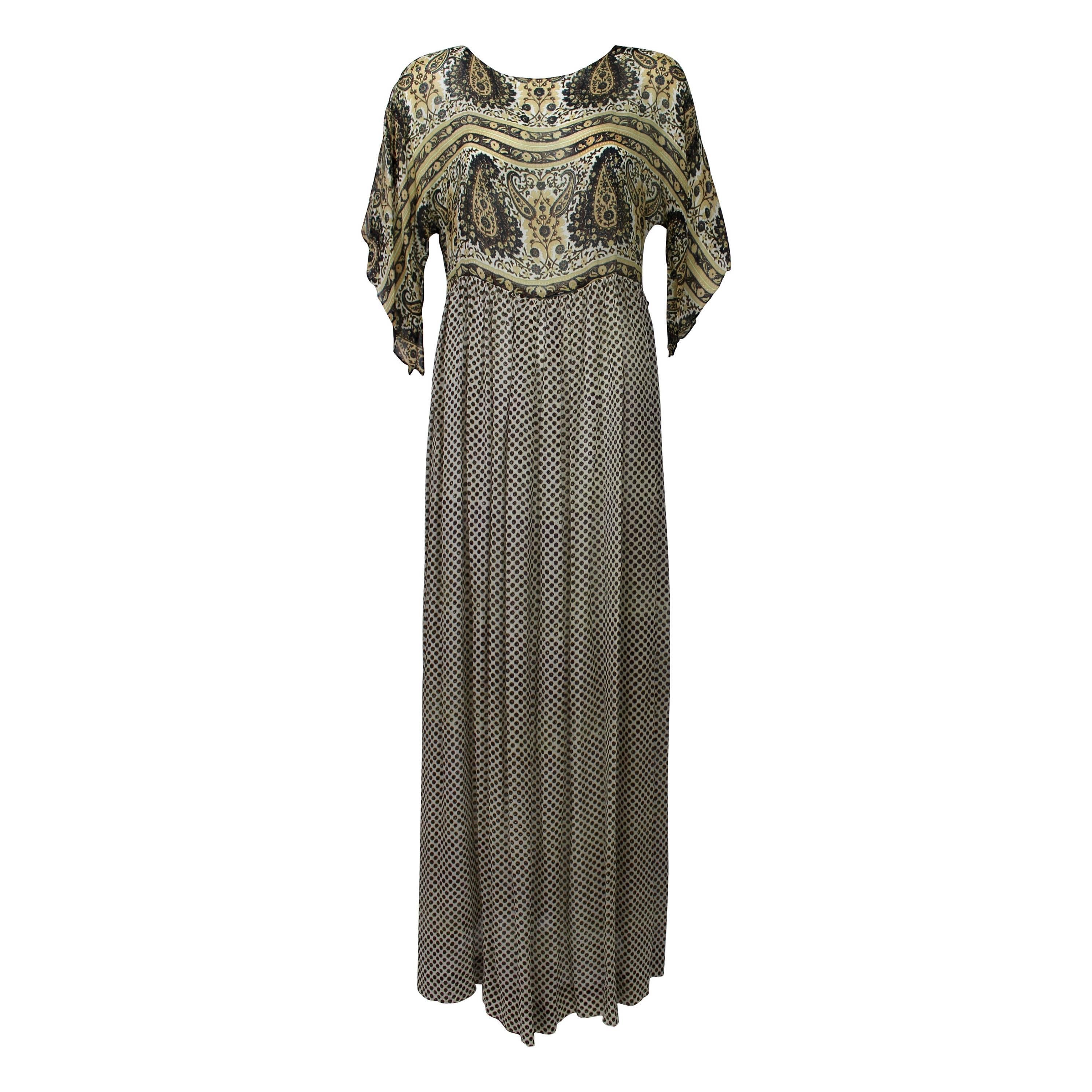 Vintage 1970s Bergdorf Goodman India Silk Maxi Dress at 1stDibs