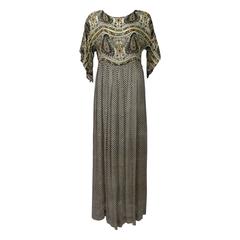 Vintage 1970s Bergdorf Goodman India Silk Maxi Dress 5