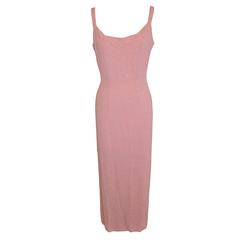 Bergdorf Goodman Deep Pink Silk Crepe with Micro Seed Form-Fitting Gown 6