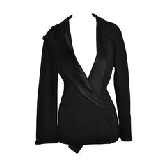 Claude Montana Signature Form-Fitting Black Accented with Silk Satin Jacket