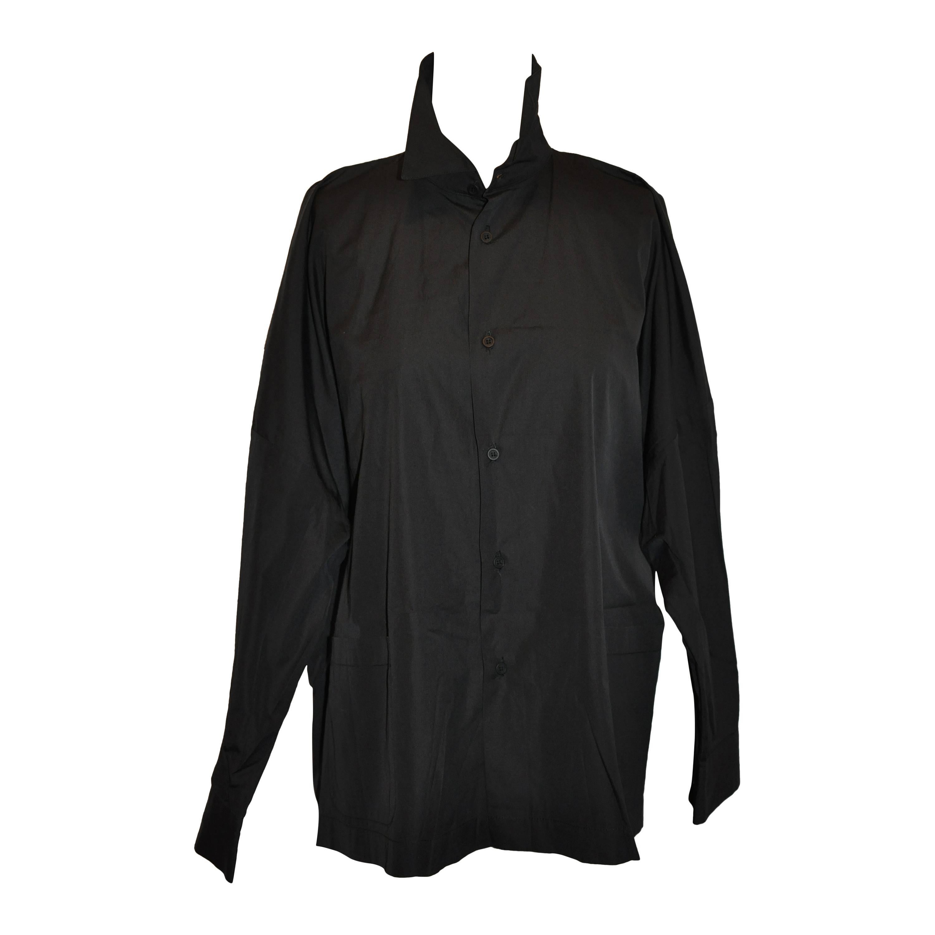 Eskandar for Bergdorf Goodman Black Cotton Smock Oversize Jacket For Sale
