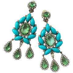 Retro Sumptuous Kenneth Jay Lane drop earrings, 1960s