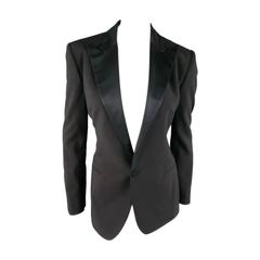 RALPH LAUREN Black Label Size 10 Black Wool Peak Lapel Tuxedo Jacket