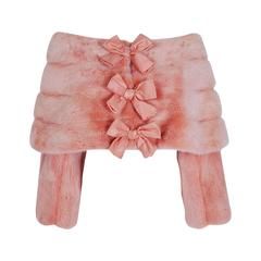 1990's Arnold Scaasi Couture Pink Mink-Fur & Silk Bows Cropped Bolero Jacket