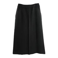 Chanel 99A Black Long Boiled Wool Skirt with Button Down Back