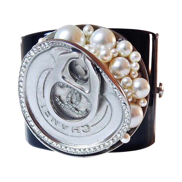 NEW Chanel ✿*ﾟSUPERMARKET GROCERY Caviar / Soda Can Glass Pearl Bangle Bracelet
