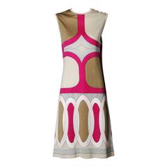 1970s Signed Paganne by Gene Berk Vintage Op Art Graphic Mod Print Dress 3