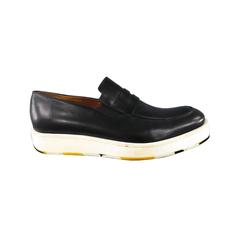 JIL SANDER Size 11.5 Black Leather White Rubber Sole Two Tone Platform Loafers