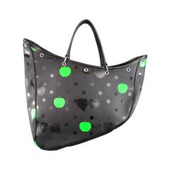 COMME des GARCONS x THE BEATLES Black Polka Dot & Green Apple Canvas Tote Bag 