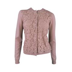 VALENTINO Size S Pink Mauve Nude Lace Wool Blend Cardigan
