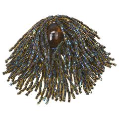 Vintage Lion's Head Waterfall Iridescent Topaz Brooch 12