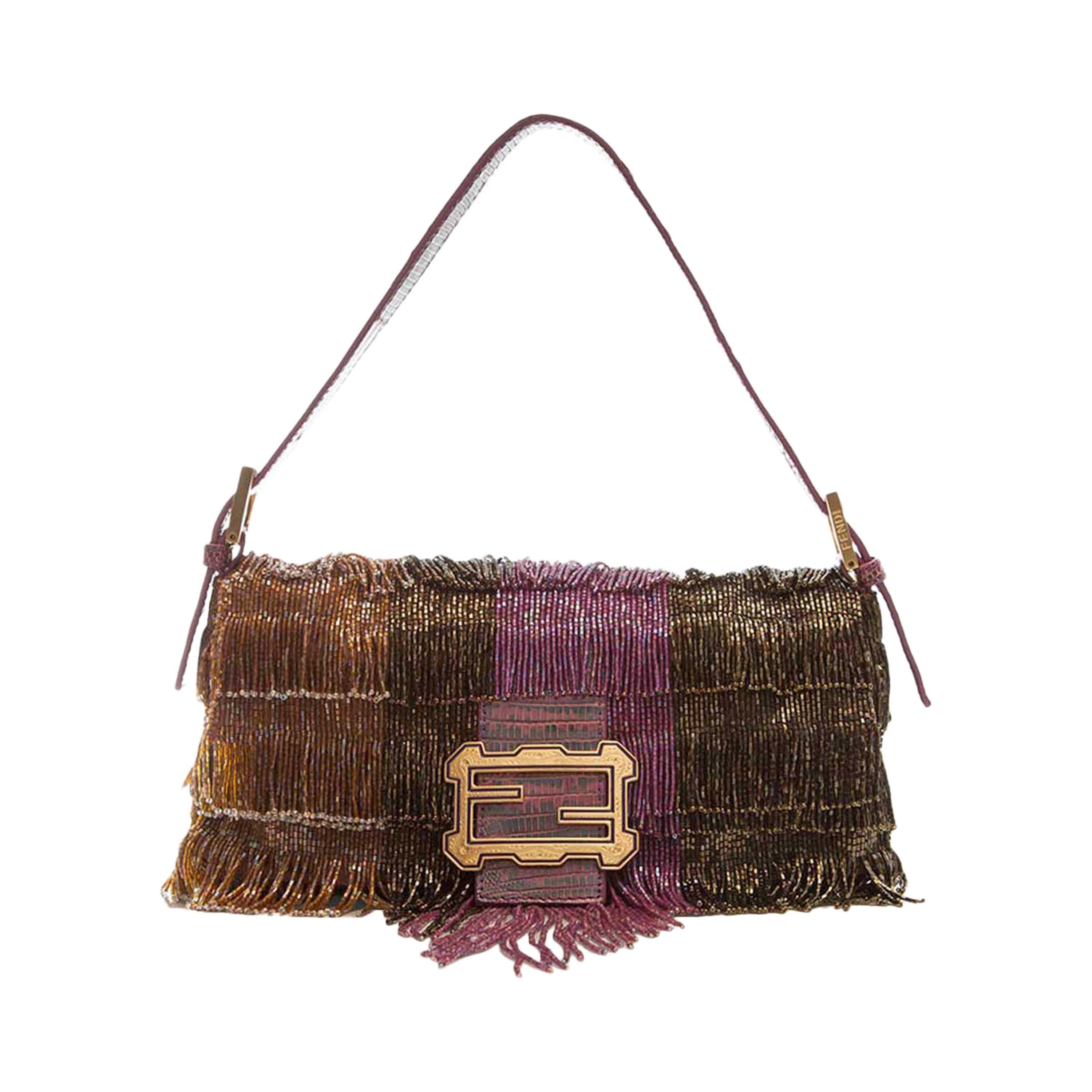 Fendi Beaded Fringe Baguette Bag