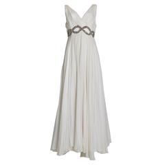 Vintage 1960's Cream Grecian Style Chiffon Gown