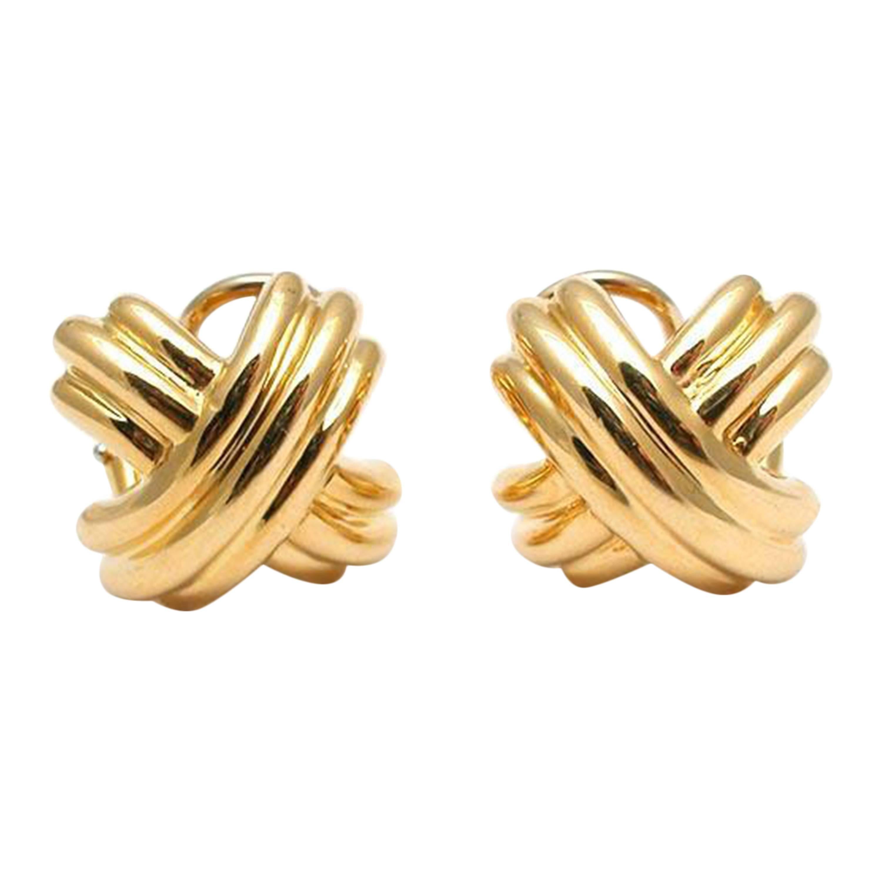 Tiffany & Co. Classic Gold Signature X Earrings For Sale