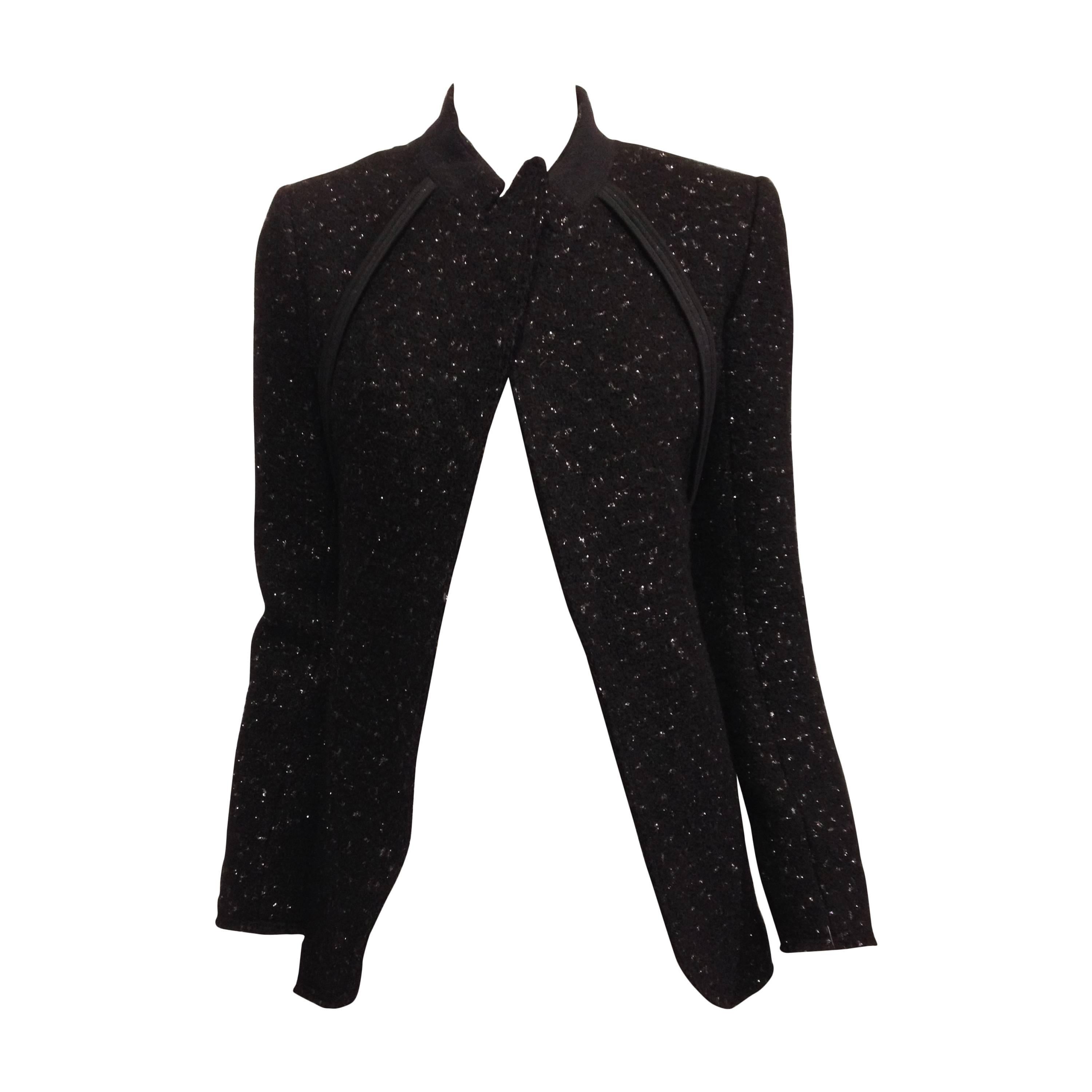 Celine Black Sparkly Wool Jacket Size 36 (4) For Sale