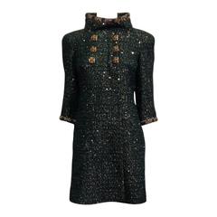 Chanel Dark Green Jacket with Gold Buttons Size 34 (2)